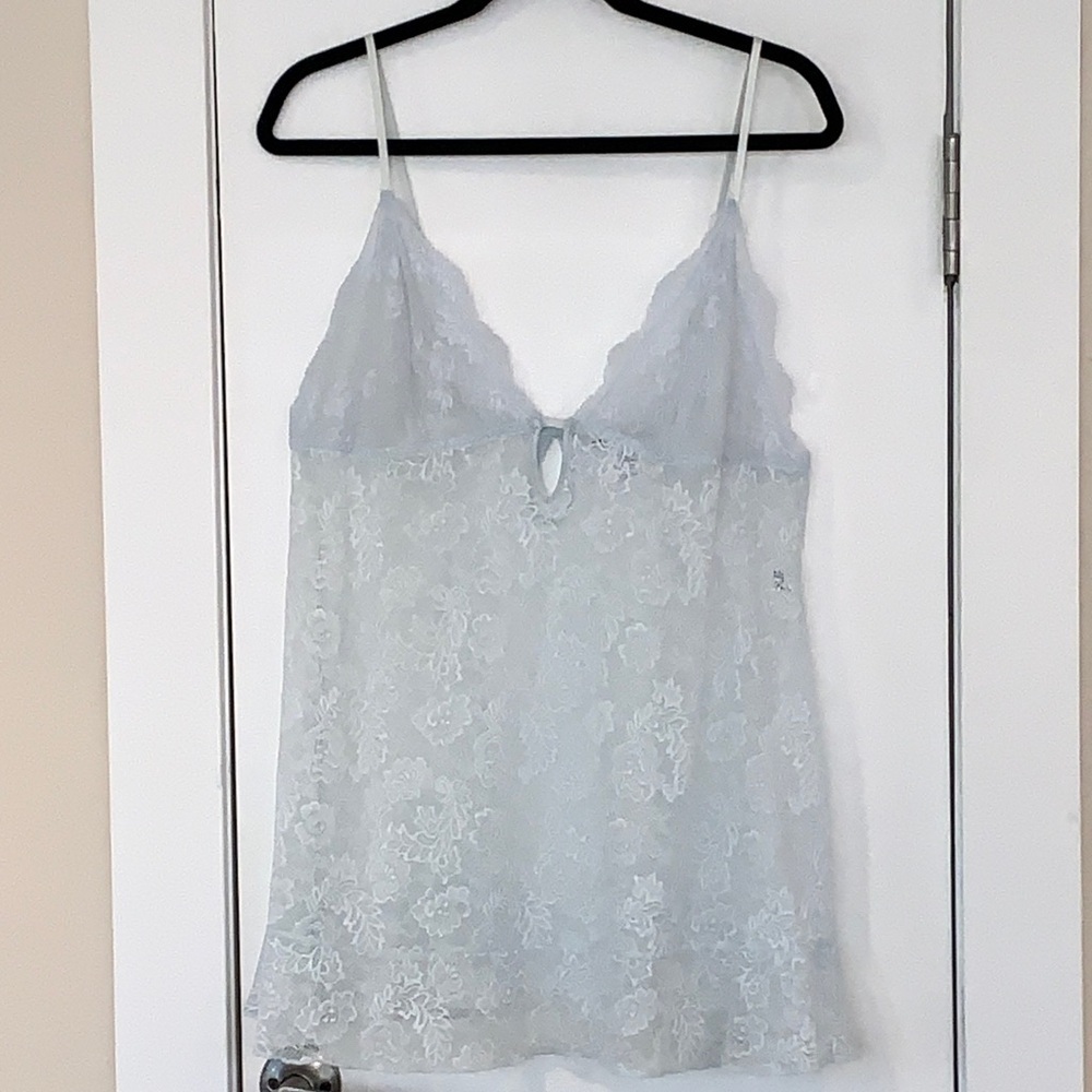 NWOT Linea Donatella Allover Lace Babydoll and Thong 2 Pc Set in Baby Blue XL - Picture 4 of 16